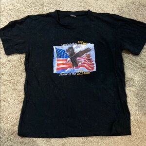 Black Short Sleeve Tee with American Flag Graphic